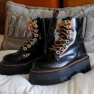 JADON MAX JY004 BOOT LEATHER PLATFORMS size 7 BRAND NEW AIRWAIR BLACK